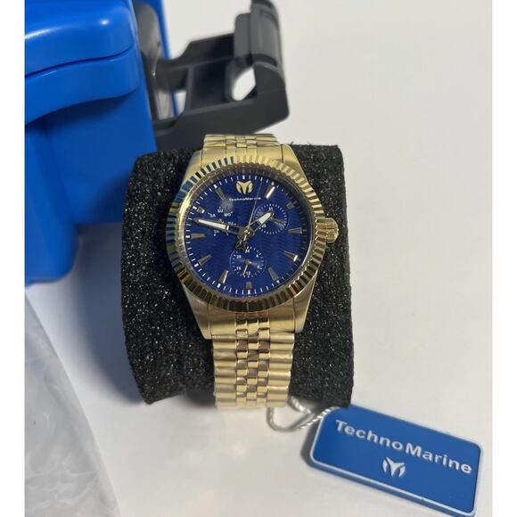 New Unisex TechnoMarine Gold-Tone Chronograph Watch with Blue Dial main image 11